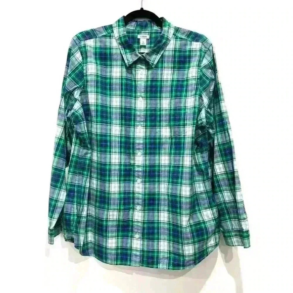 L.L Bean Blue, Green White Plaid Long Sleeve Button Shirt XL - Picture 1 of 5